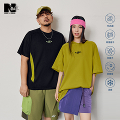 NMAX大码潮牌男装25年夏7A抗菌吸湿运动上衣撞色字母印花短袖T恤
