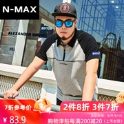 NMAX size lớn thời trang nam thương hiệu béo ngắn tay áo sơ mi ngắn tay cộng với phân bón tăng raglan tay áo nửa tay áo Polo - Polo