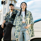 潮牌男装 年夏季 新款 NMAX大码 度假风花卉印花衬衫 加肥加大上衣