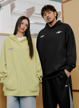 NMAX大码潮牌男装26年春季新款美式字母刺绣印花宽松黑色连帽卫衣