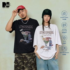 NMAX大码潮牌男装25年夏7A抗菌美式大气印花上衣加肥加大短袖T恤