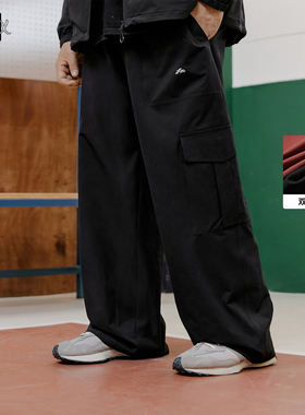NMAX大码潮牌男装26年春季新款美式宽松直筒工装梭织黑色休闲长裤