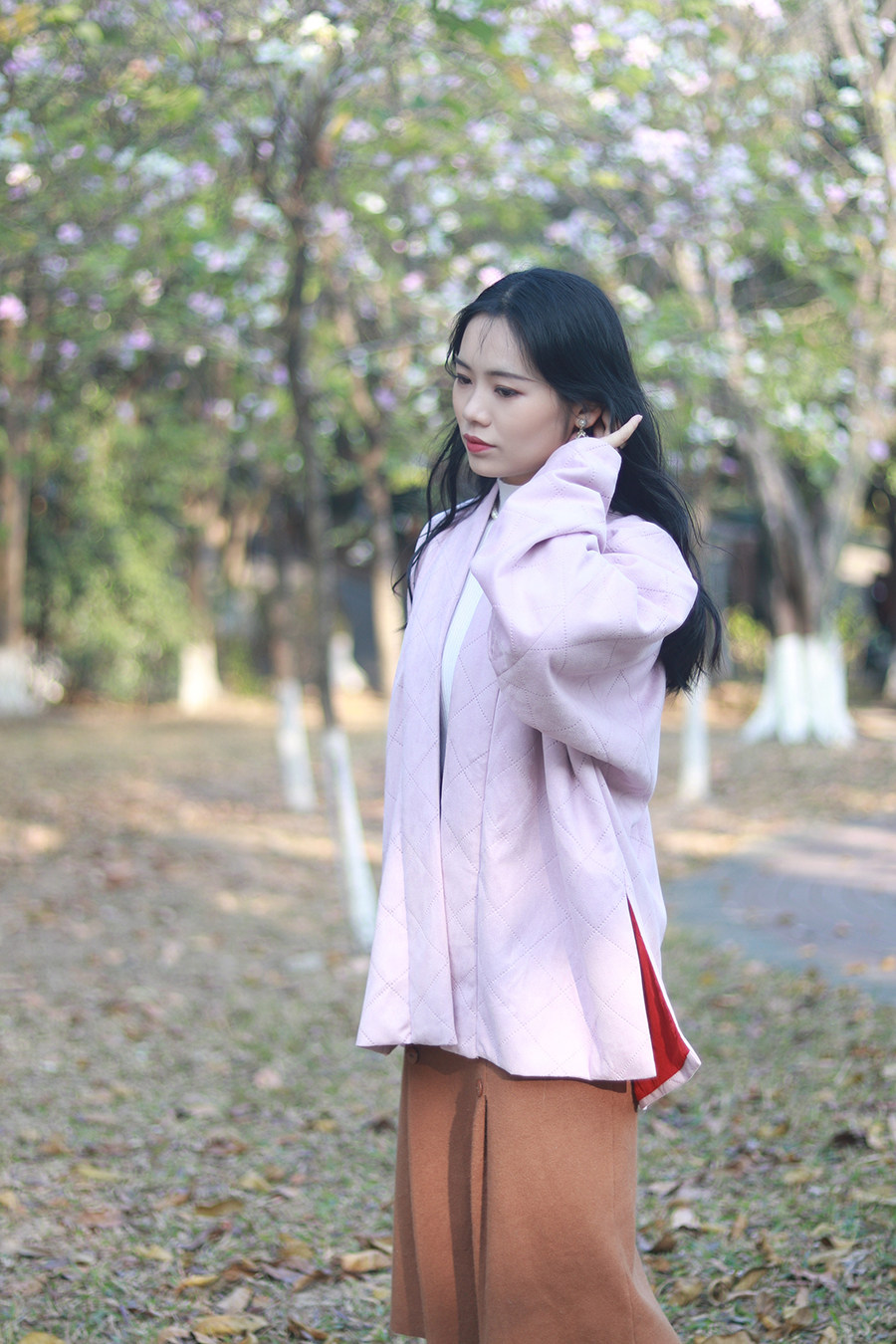 菱格·藕荷●现货子沫记汉服宋制女装麝皮绒外套直领对襟袄飞机袖
