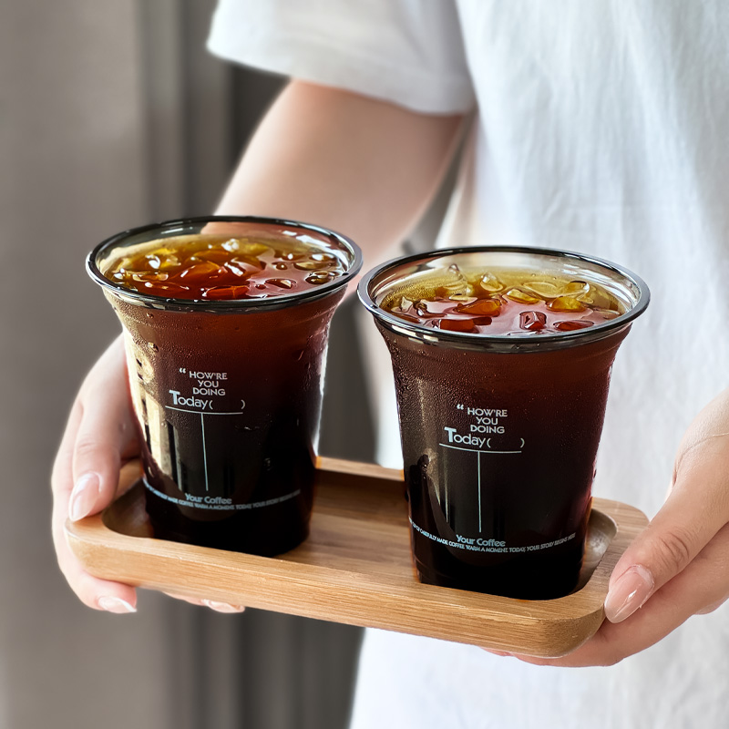 一次性咖啡杯透明胖胖PET冷饮杯网红果汁塑料杯奶茶打包杯子带盖