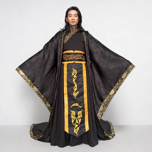 皇帝太子帝王宫廷朝服秦始皇拖尾龙袍套装 古装 汉服传统中国风男装
