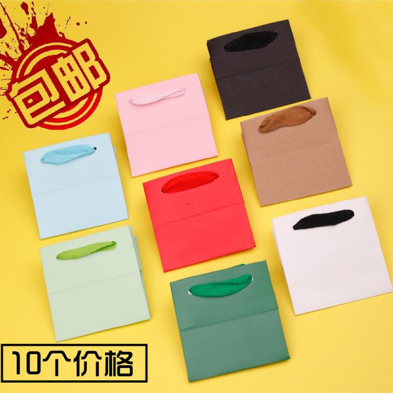 大号彩色宽底纸袋/盆栽蛋糕盒包装袋现货加厚牛皮纸袋10个包邮