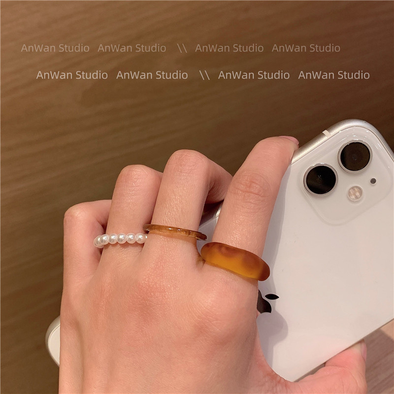 日韩ins简约戒指女三件套