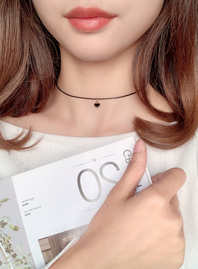 迷你黑色爱心choker锁骨链简约项链女仙气小清新项圈学生颈带脖饰
