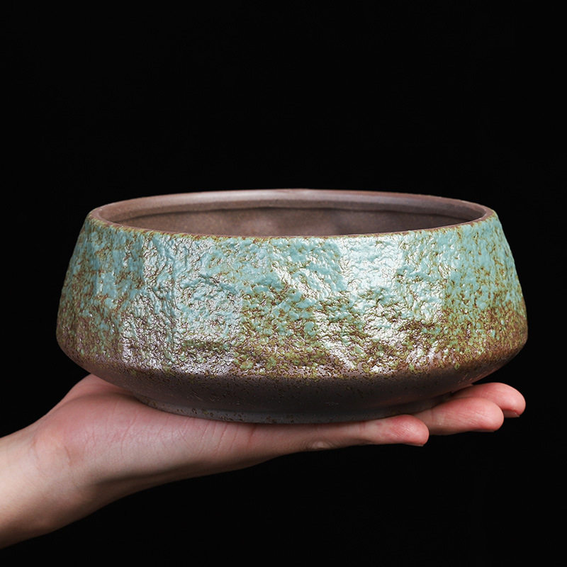 创意粗陶烟灰缸大码 家用客厅中式复古怀旧轻奢高端 多功能垃圾缸