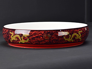陶瓷时尚 家用中式 茶桌多功能 垃圾茶渣废水缸 烟灰缸超大特大30cm