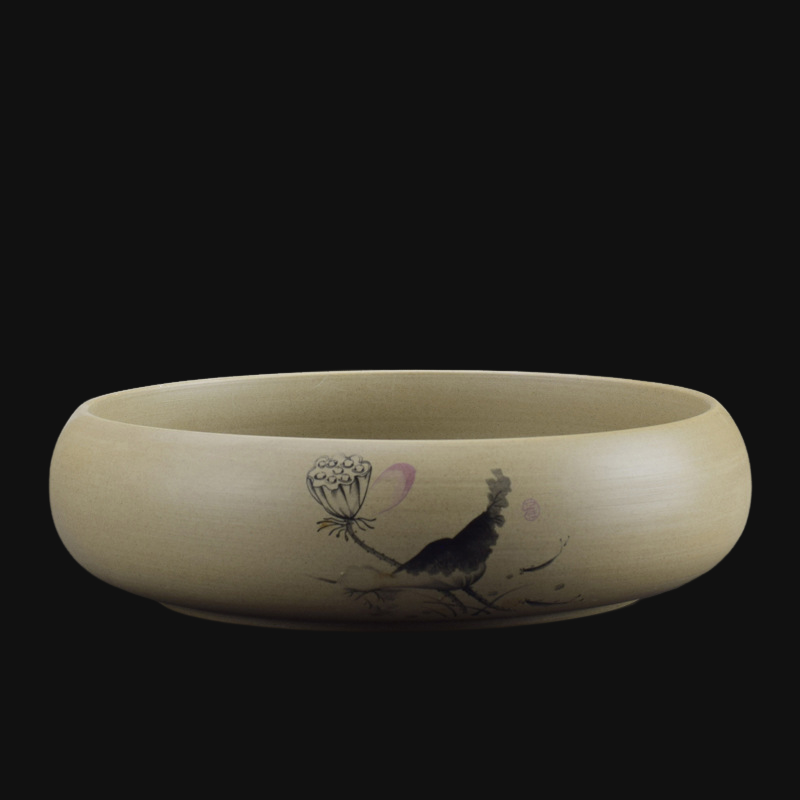 创意粗陶中式复古烟灰缸大码 家用客厅多功能茶桌茶渣废水垃圾缸