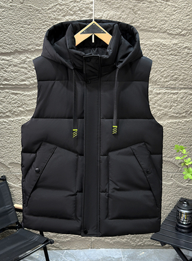男士羽绒棉马甲秋冬季加厚韩版潮流保暖背心坎肩连帽学生马夹外套