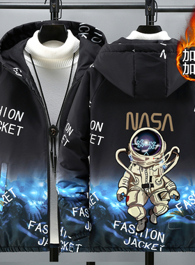 棉衣男秋冬季二棉外套男装薄棉袄青少年大童帅气潮流连帽大码棉服