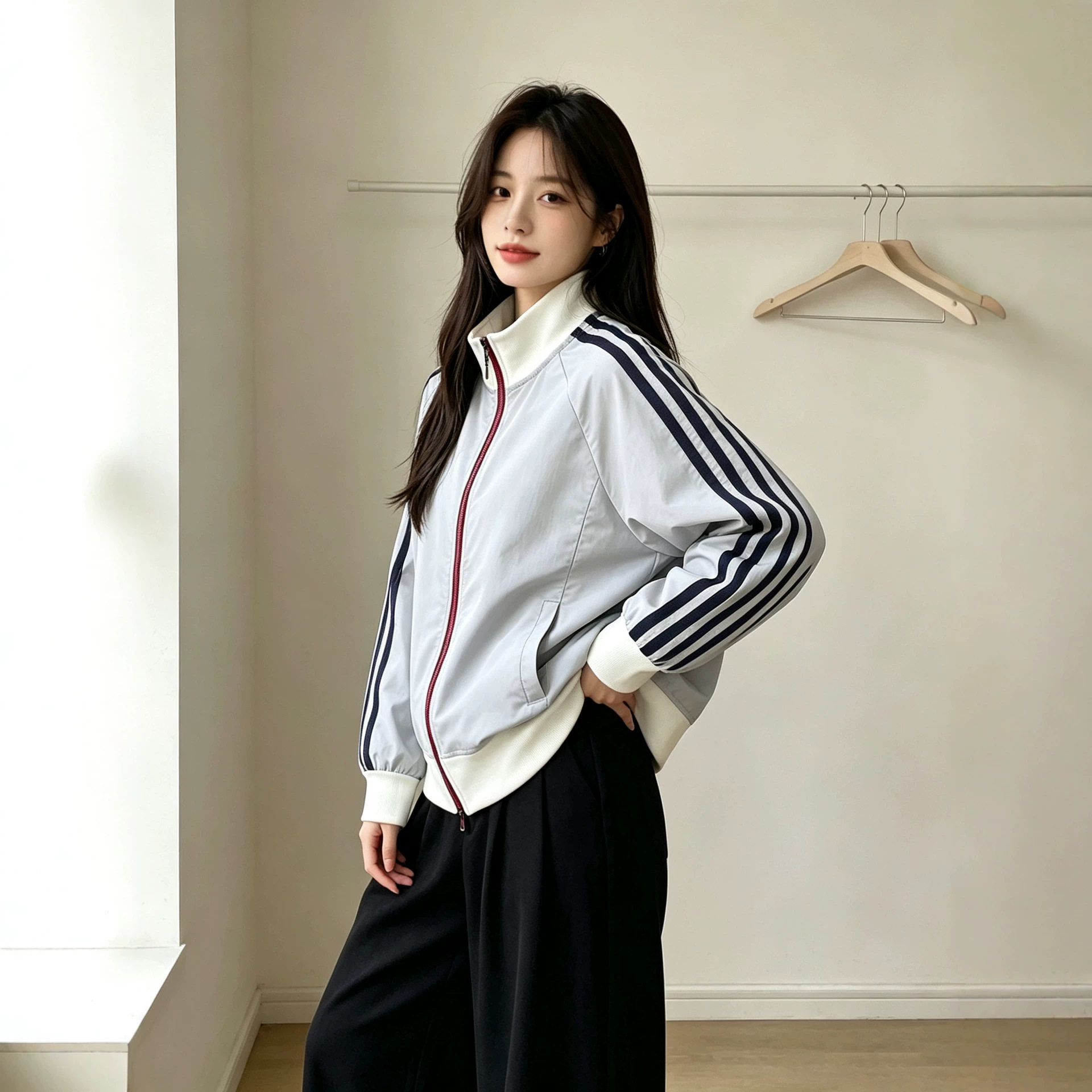 撞色运动风立领拉链短外套女2026秋季新款显瘦夹克简约外套上衣潮
