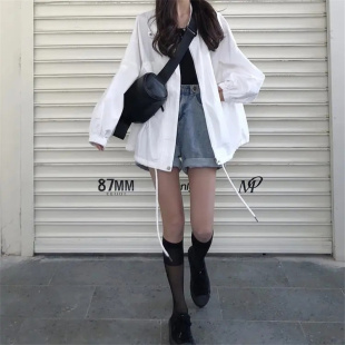 白色外套棒球服女春秋2026年新款宽松韩版学生原宿bf风长袖上衣潮