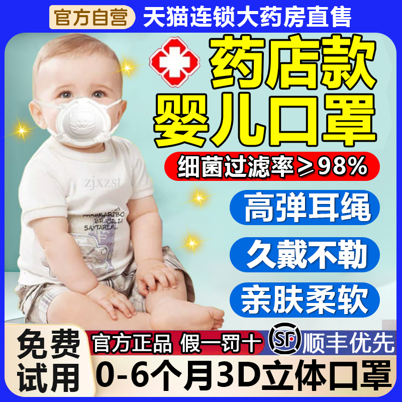 婴儿口罩0到6月口罩婴儿0到3个月婴幼儿医用外科6到12月非专用2nb