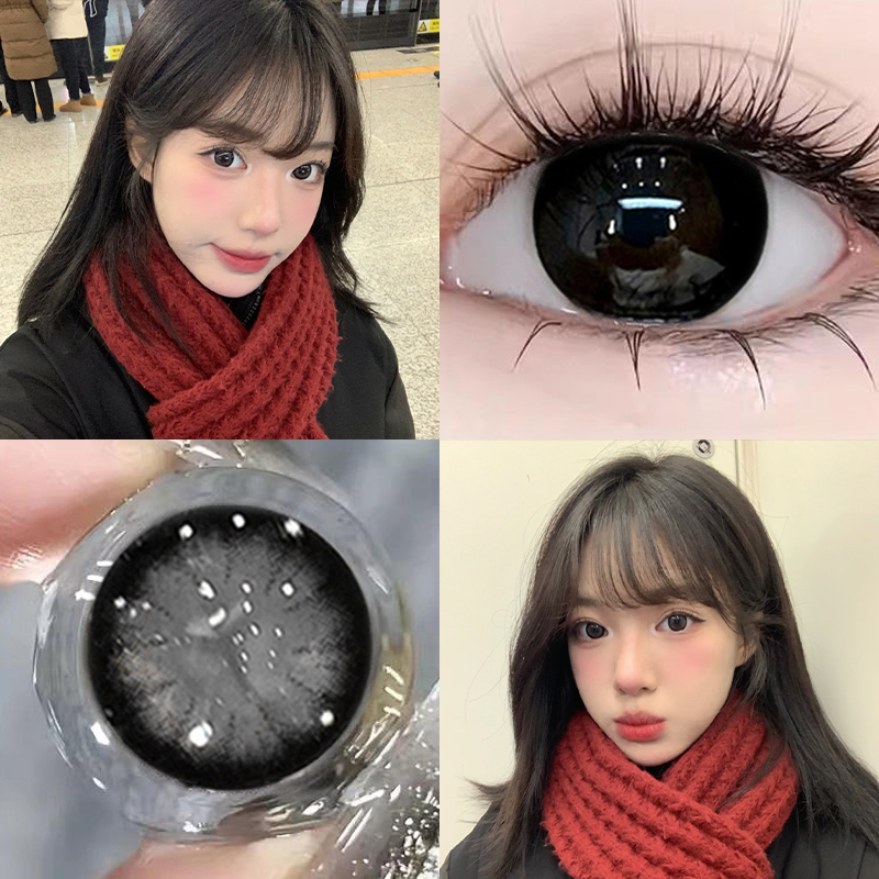 moucee美瞳幼态黑柴半年抛黑色大边框显大融曈水润隐形眼镜CTB
