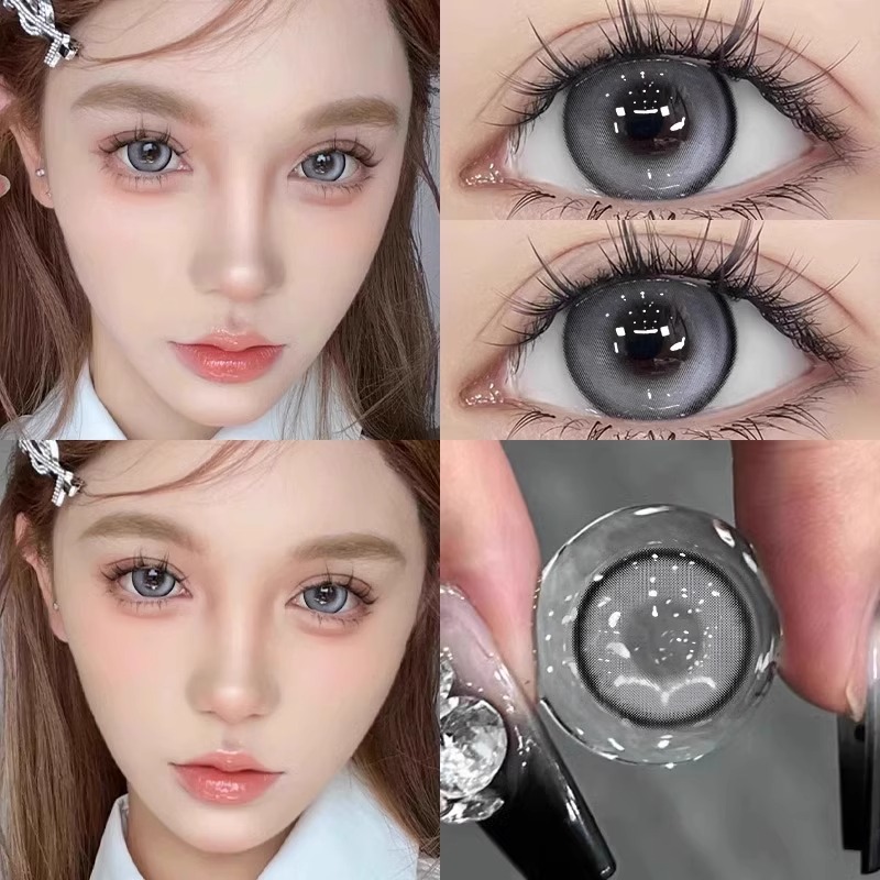 himi灰姑娘美瞳黑心玫瑰冰葡萄别焦绿半年抛混血纯欲隐形眼镜5YP