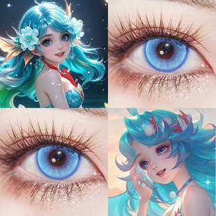 王者荣耀朵莉亚cos美瞳人鱼之歌日抛doya晴山蓝色显色1:1动漫展gc