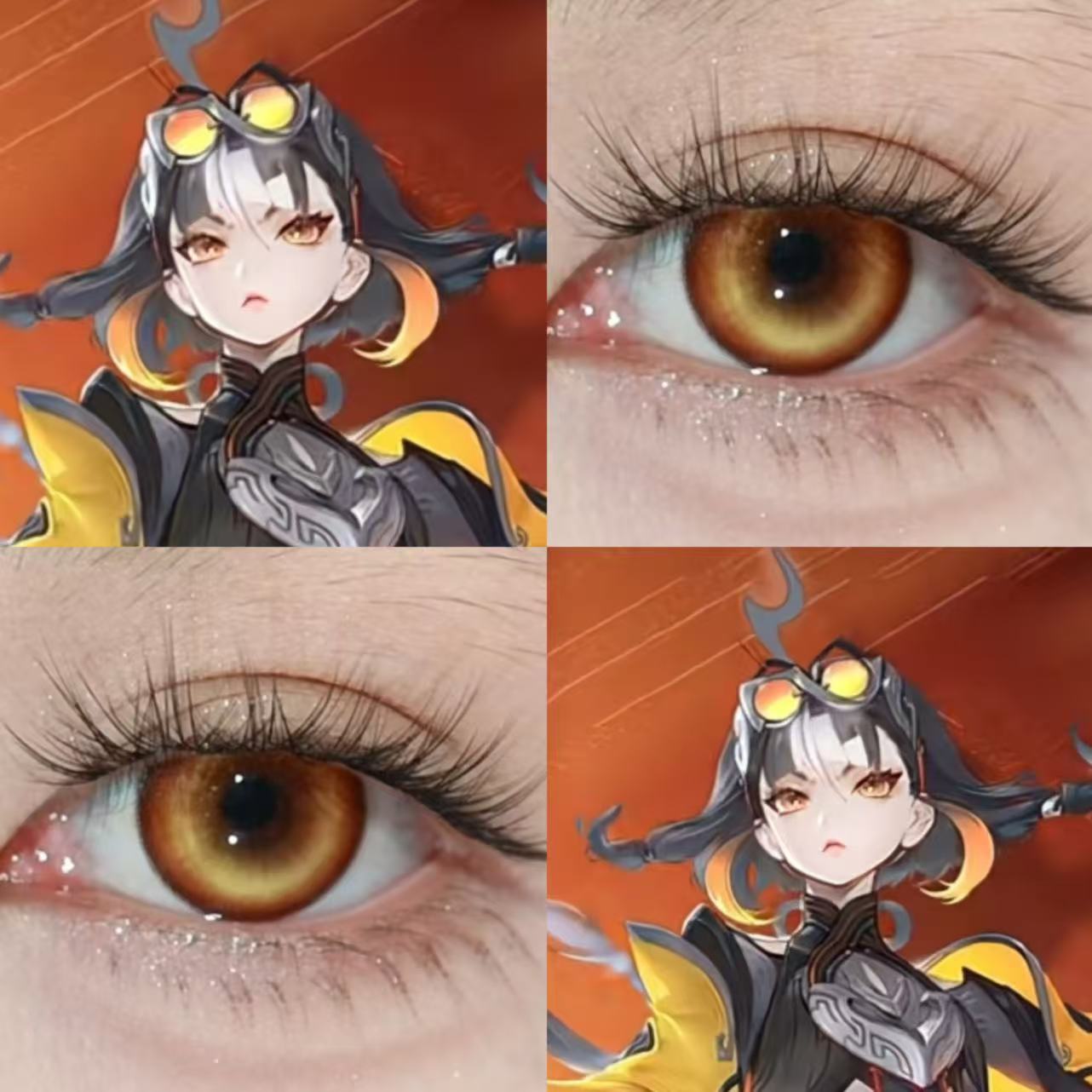 蚩奼cos美瞳金棕色日抛王者荣耀火焰圣杯魔法星语果冻橙枫原橙WE