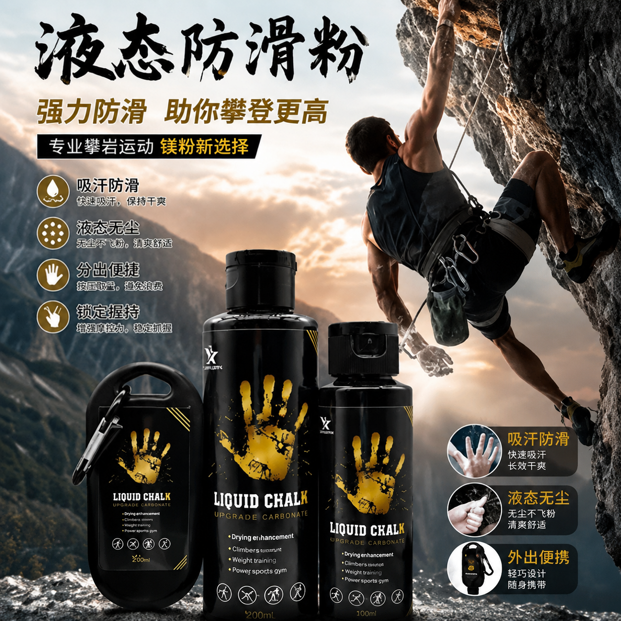 干手抱石粉攀岩镁粉液态防滑专用镁粉健身防手出汗体考引力向上gh
