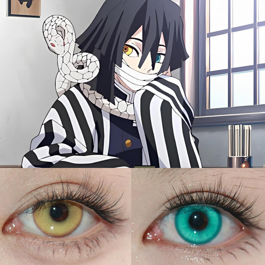 伊黑小芭内cos美瞳半年抛鬼灭之刃正品混血显色蛇恋男隐形眼镜WE