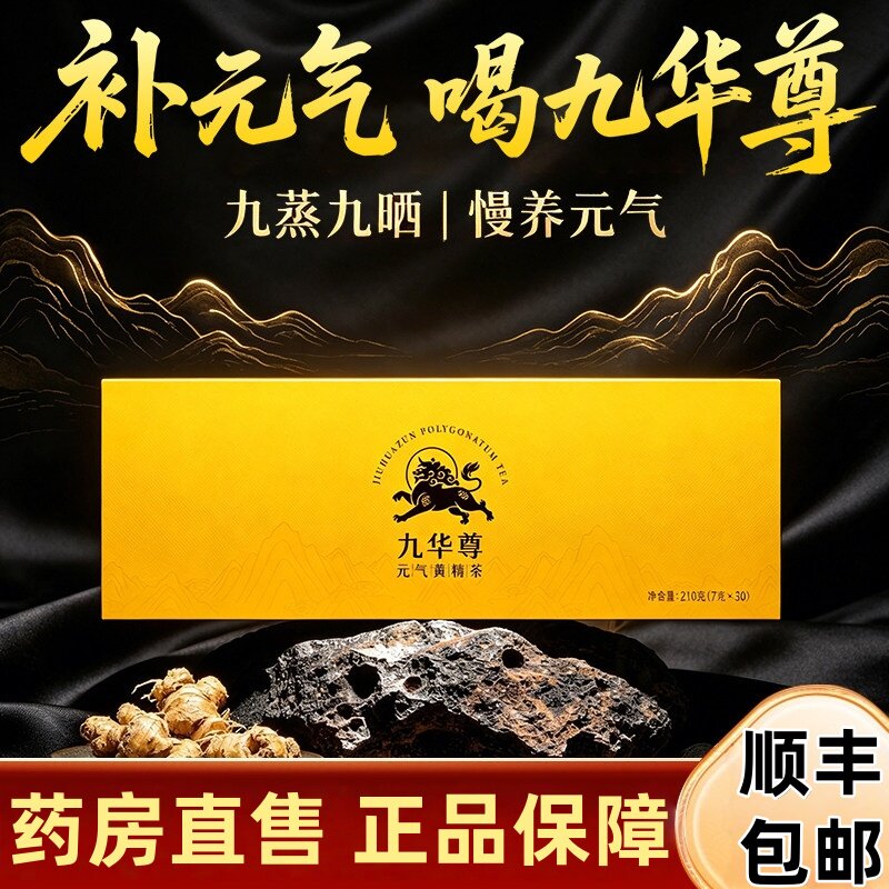 安徽九华山尊元气黄精茶九蒸九晒独立装即食泡水过年送礼盒装TS3