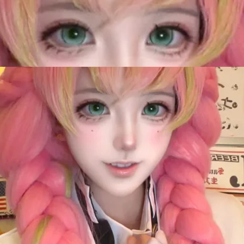 蜜璃cos美瞳半年抛绿色混血大直径不伤眼漫展隐形眼镜一年抛女ftb