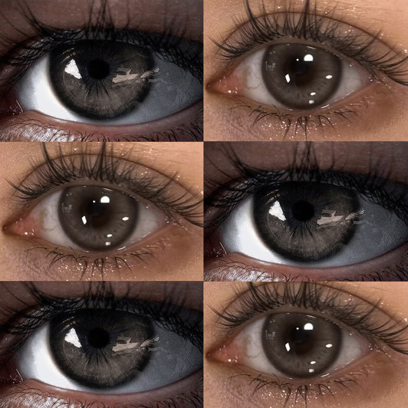 海昌润眼液灰褐色亚裔混血日抛美瞳10片一次性抛大直径隐形眼镜qy