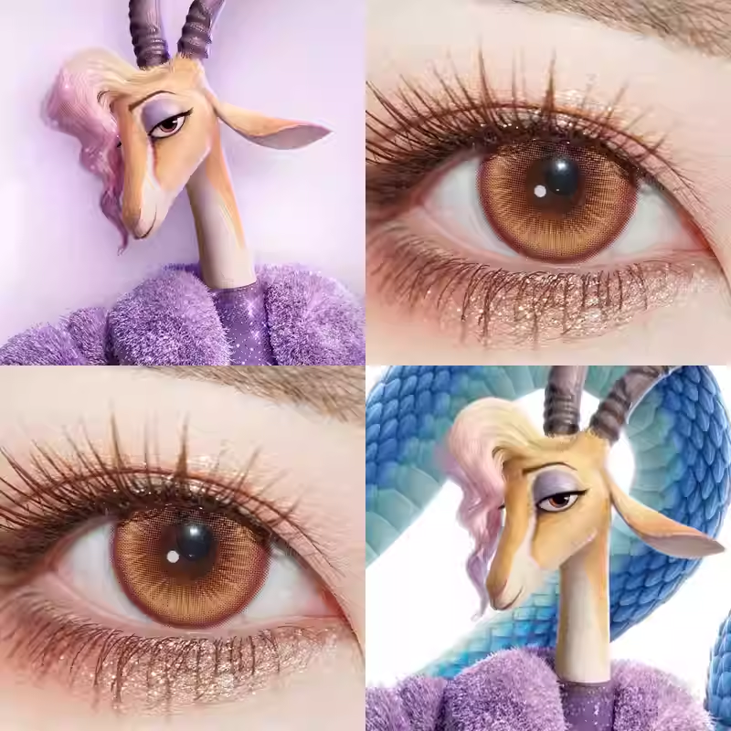 夏奇羊cos美瞳日半年抛疯狂动物城2花魁咲大金块次元梦境棕显色gc