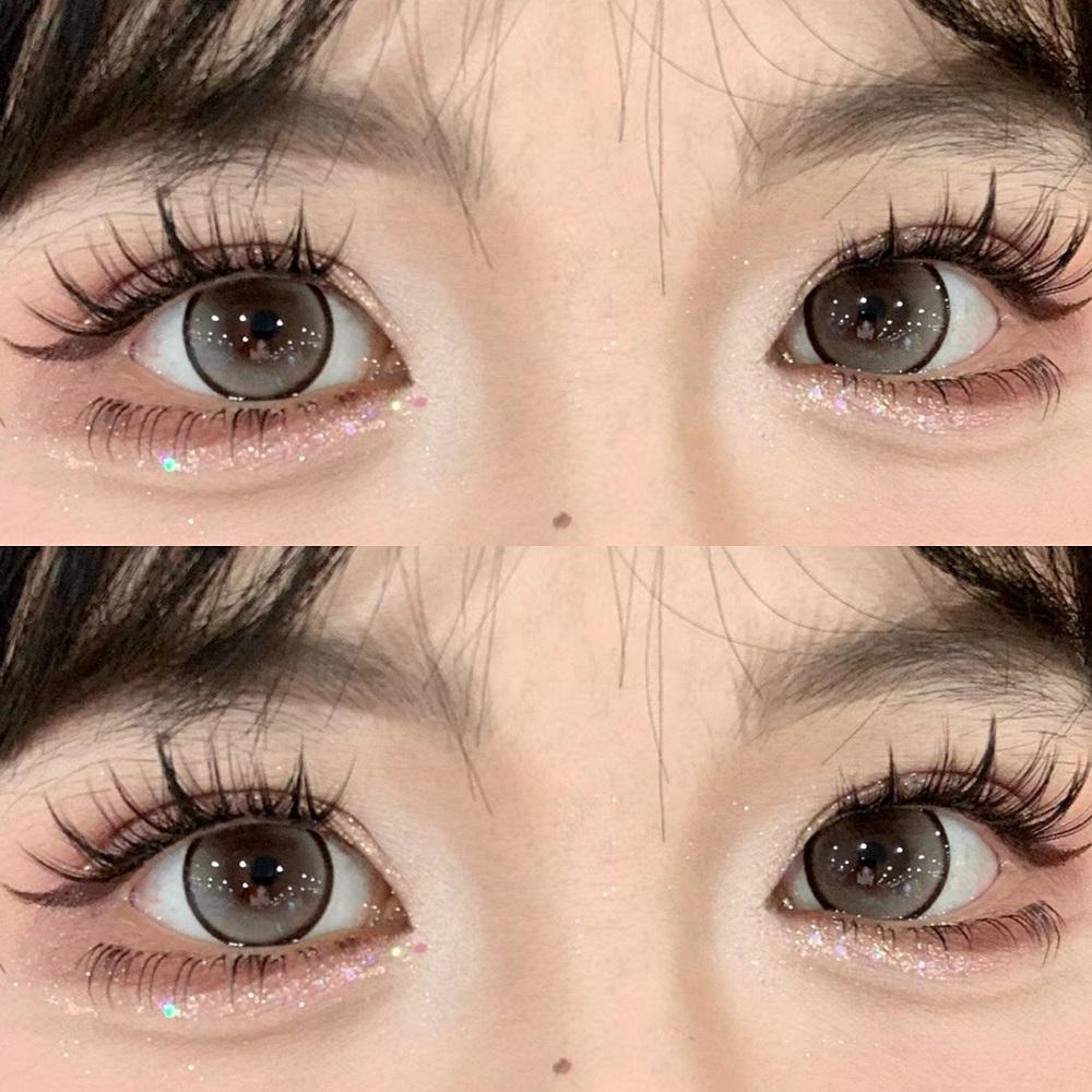 overlook焦糖小丸子美瞳半年抛大直径棕色混血彩色隐形眼镜佳TB