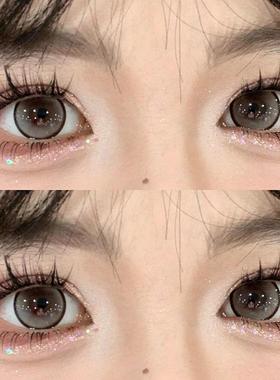 overlook焦糖小丸子美瞳半年抛大直径棕色混血彩色隐形眼镜佳TB