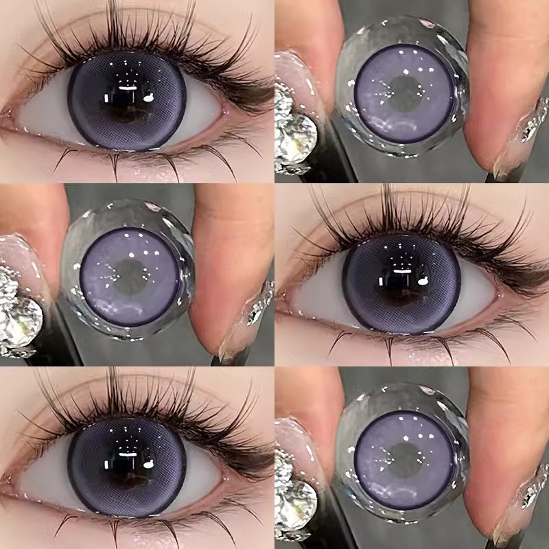 美瞳一年抛紫色彩色近视15mm隐形眼镜cos万圣节大直径半年抛盒st
