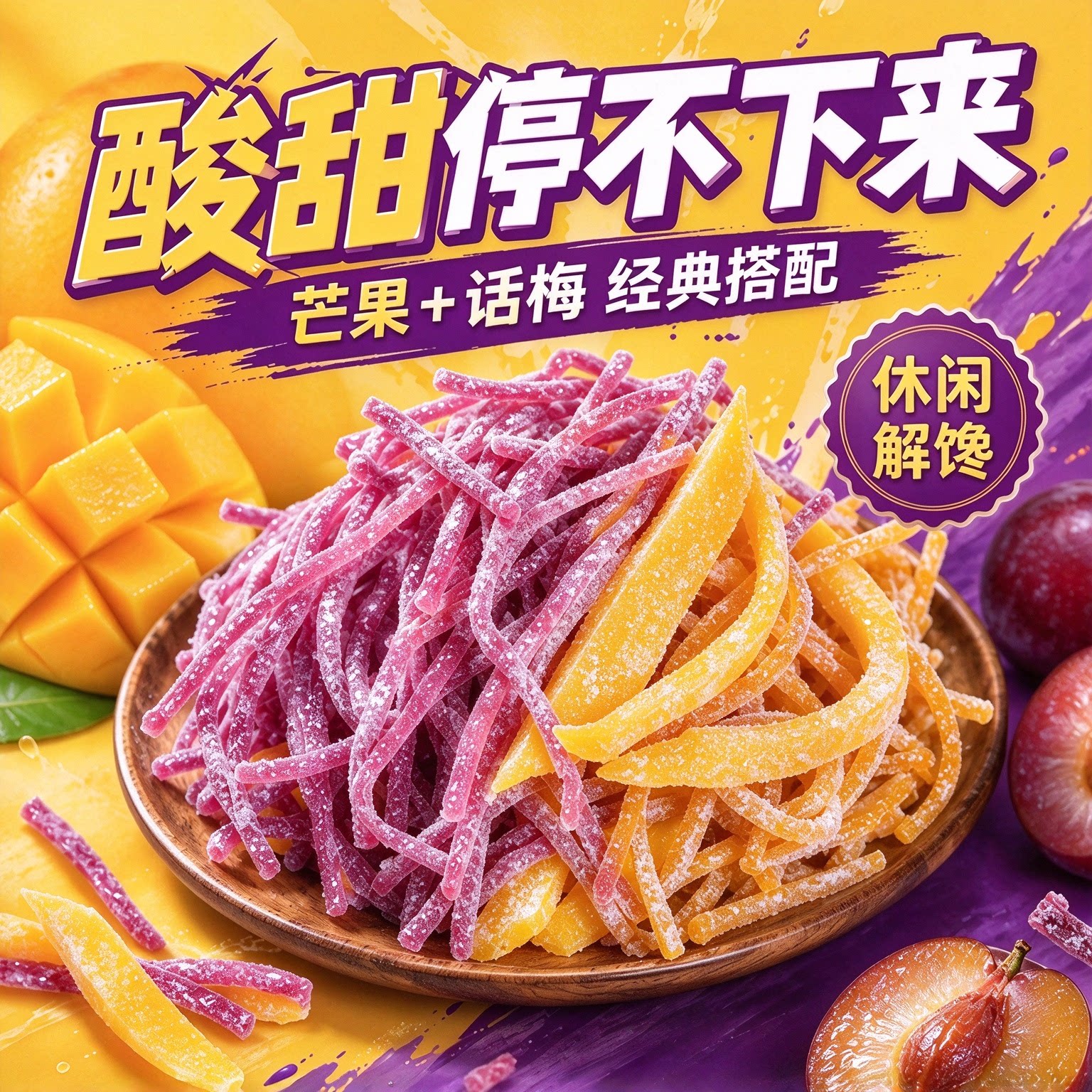 芒果话梅丝酸甜交织果干开袋即食休闲时刻解馋可口小零食正品24sf