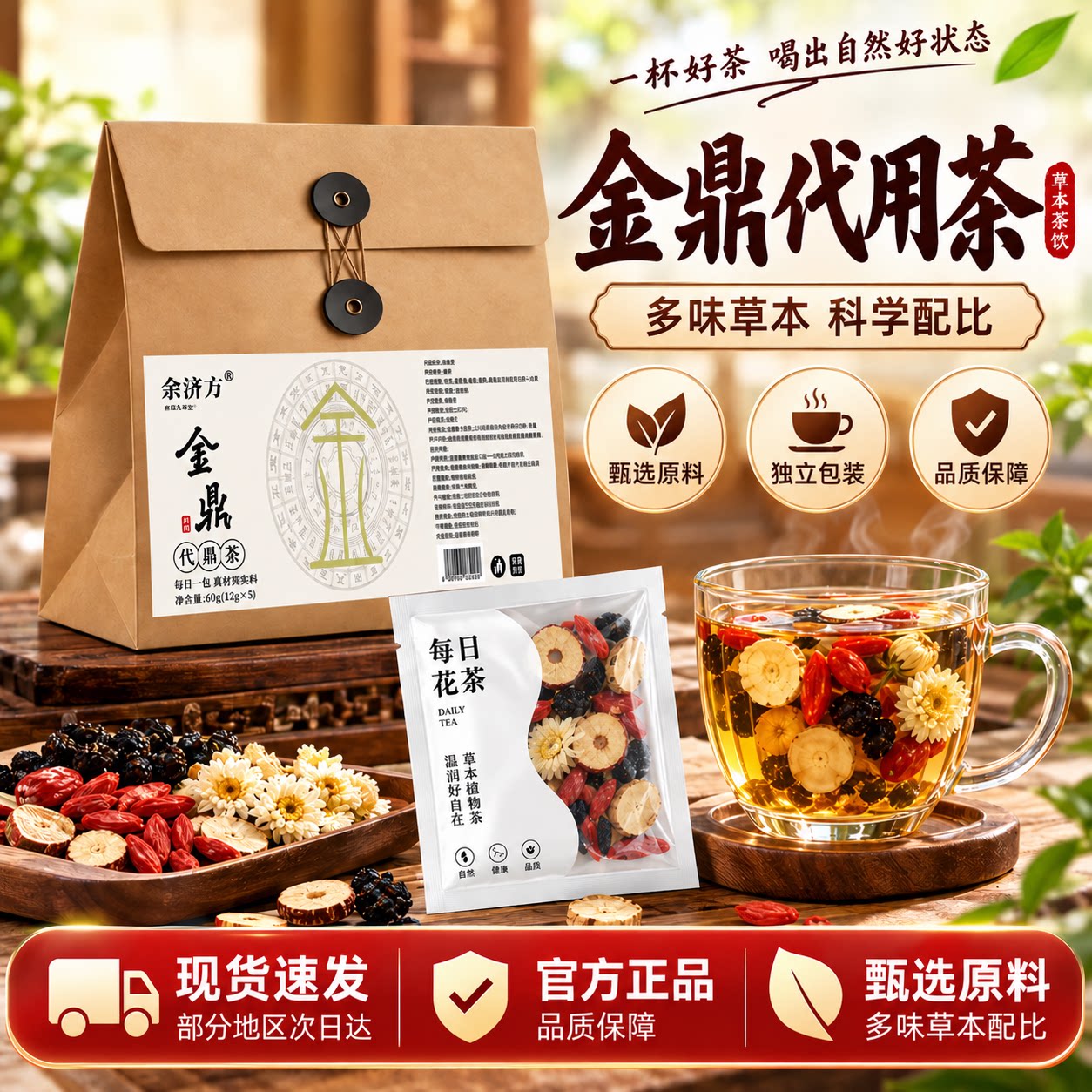 五行金鼎茶官方旗舰店仙料金仙茶人参桑葚枸杞茶男士养生茶1bf