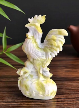 天然玉石公鸡摆件吉祥物装饰品家居客厅办公室开业乔迁工艺品摆设