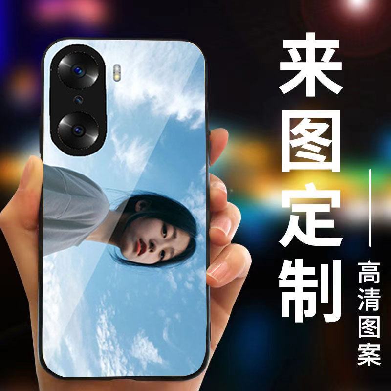 适用于华为荣耀50/荣耀60/荣耀70来图定制手机壳荣耀70PRO玻璃壳个性情侣DIY硅胶情侣荣耀80