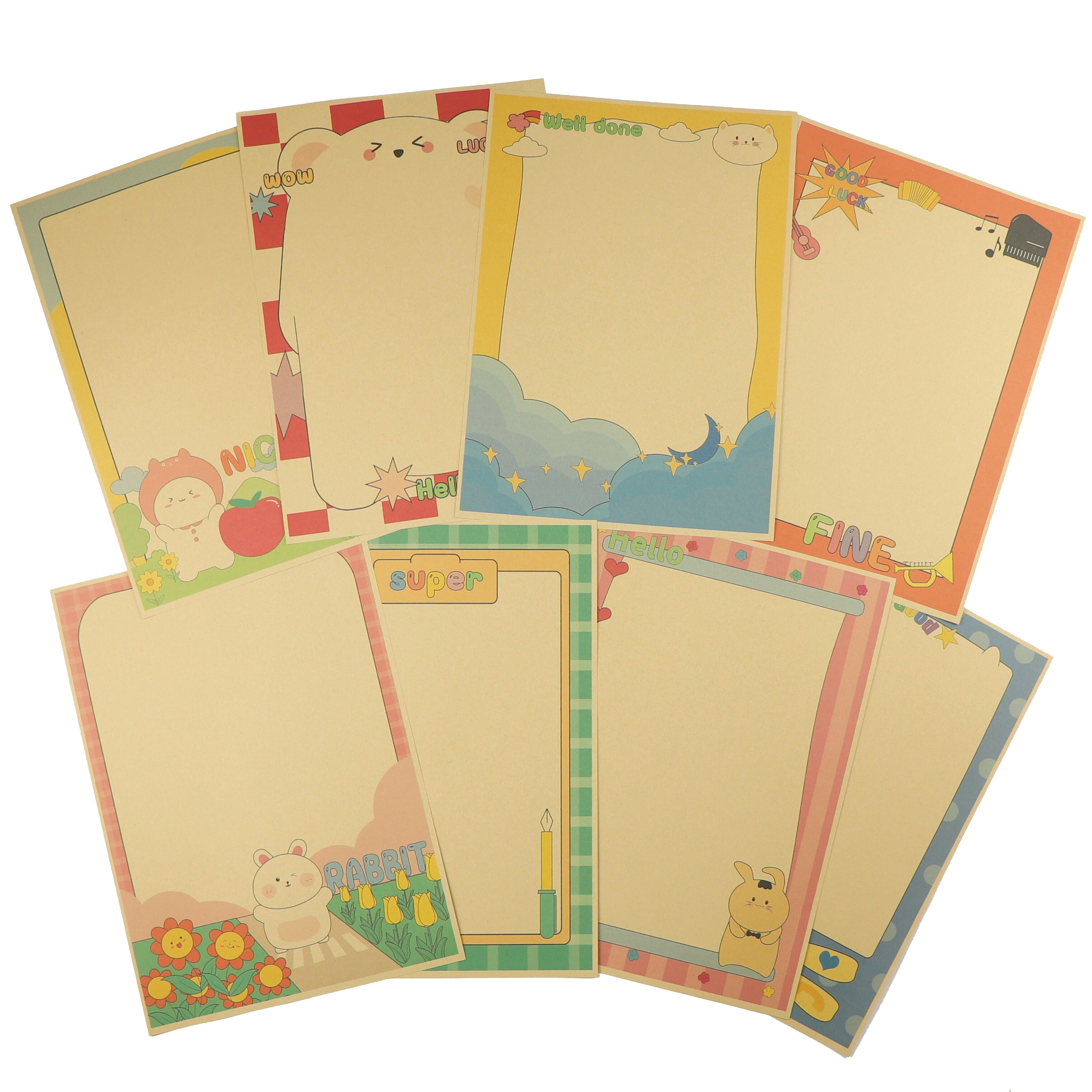 a4牛皮卡通可爱创意花边打印纸感谢信稿纸学校活动家长会信笺定制