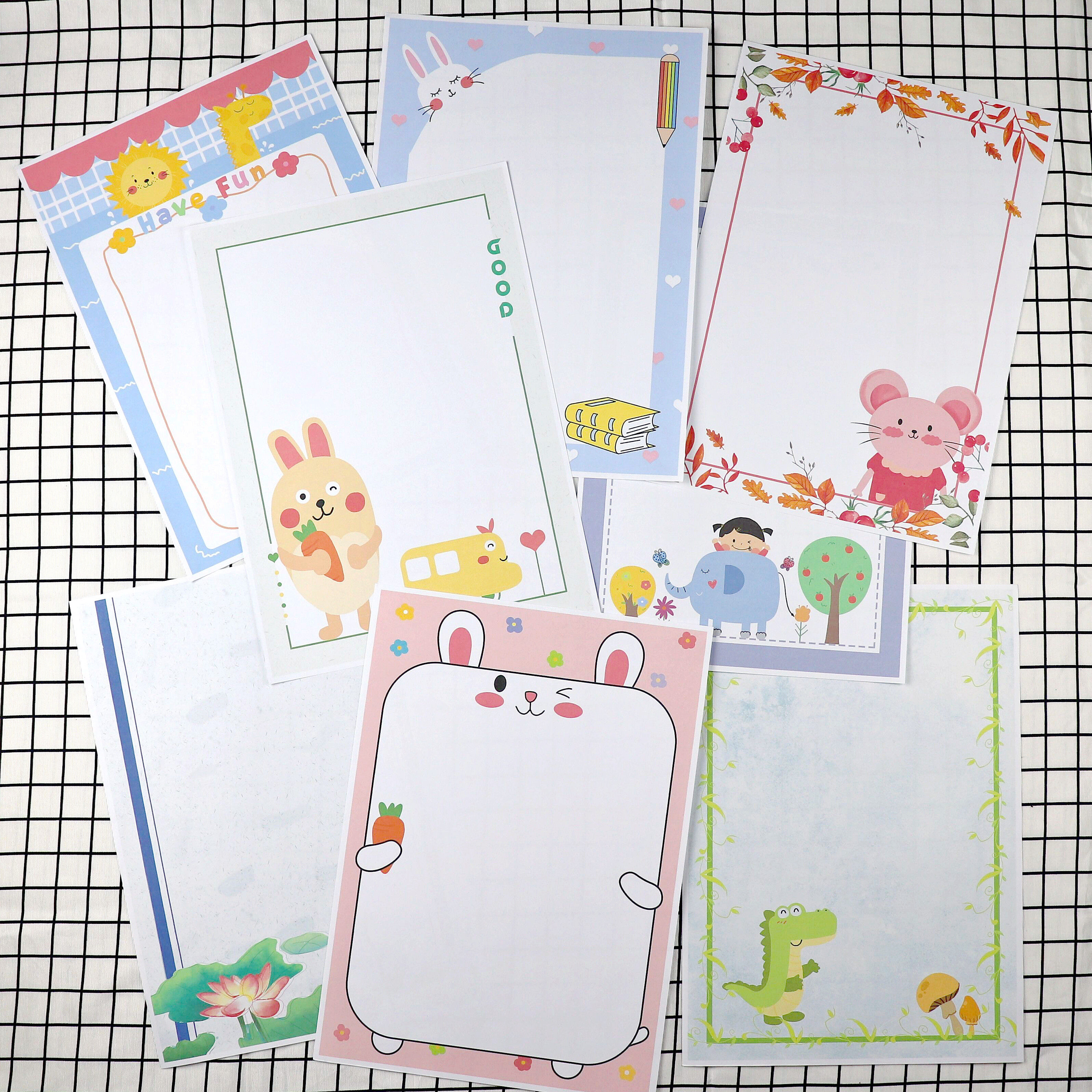 a4卡通兔可爱空白花边信纸打印纸学校感恩活动展示稿纸包邮可定制