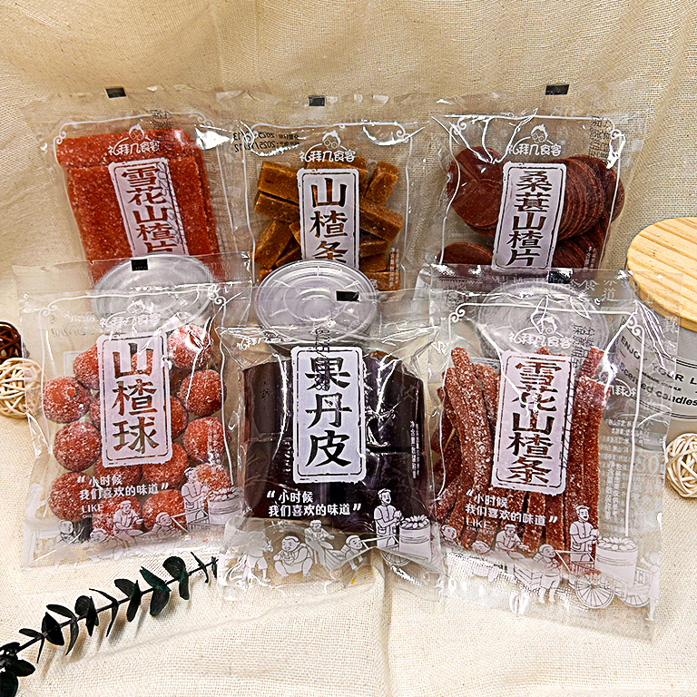 礼拜几食客山楂条山楂球果丹皮雪花山楂条片桑葚山楂片蜜饯果脯干