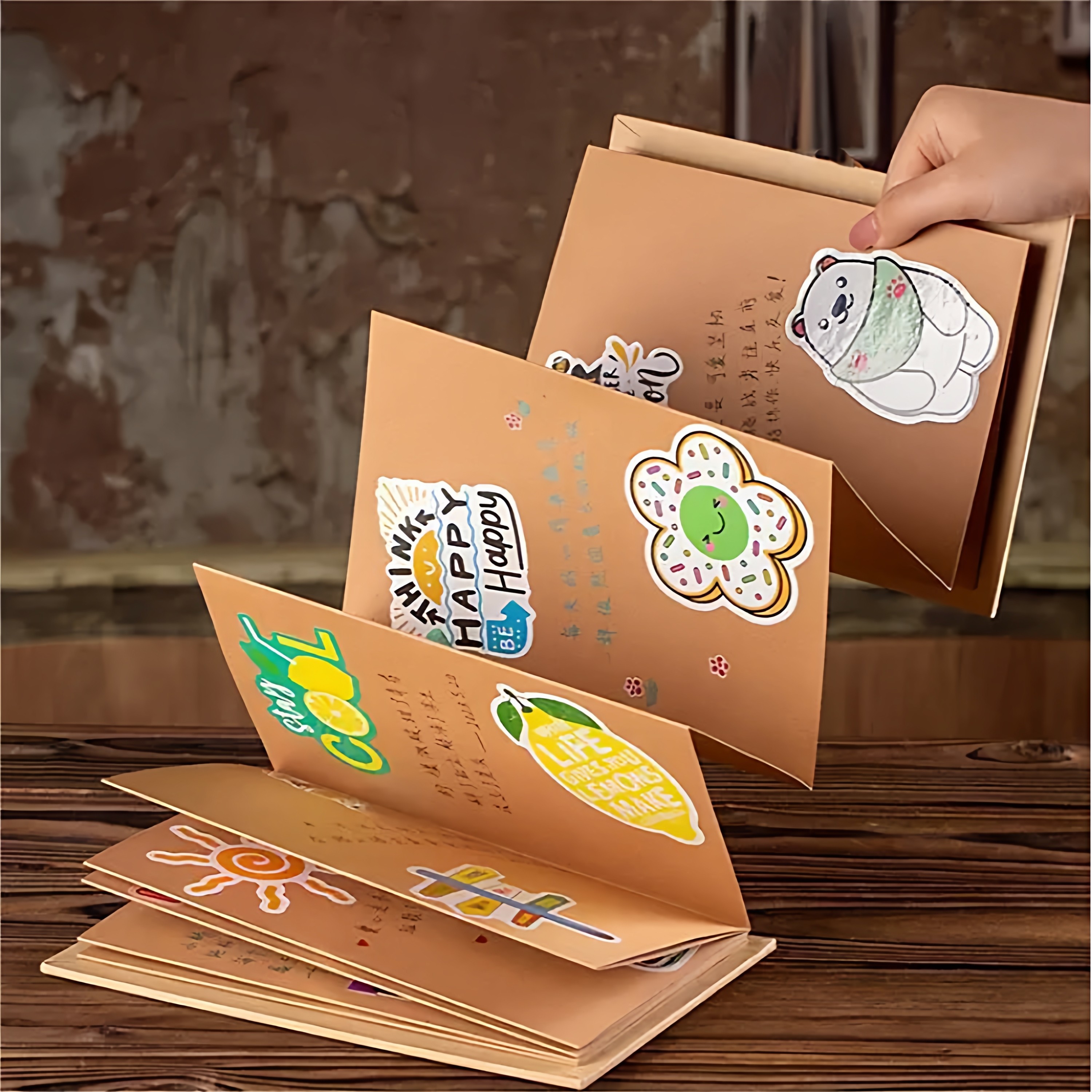 风琴折叠diy相册空白本牛皮纸成长纪念册创意礼物自制绘本立体书.