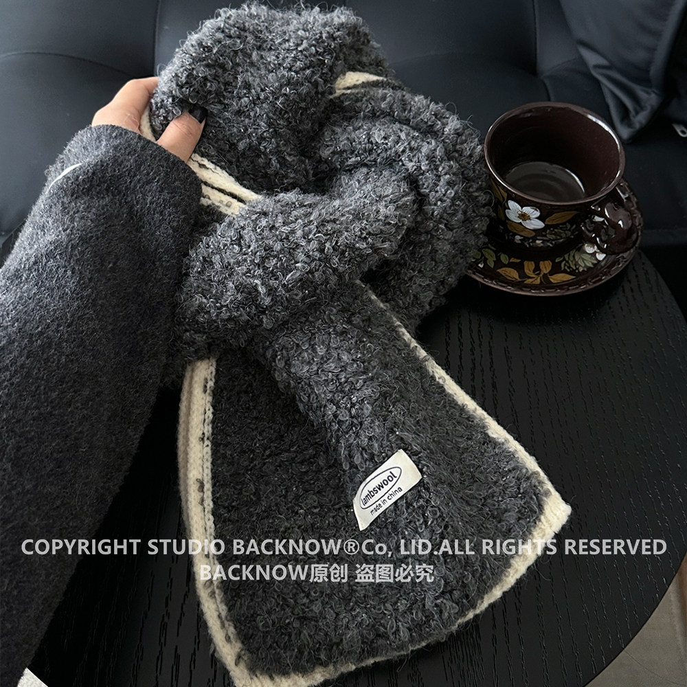 BACKNOW羊羔毛软糯围巾简约