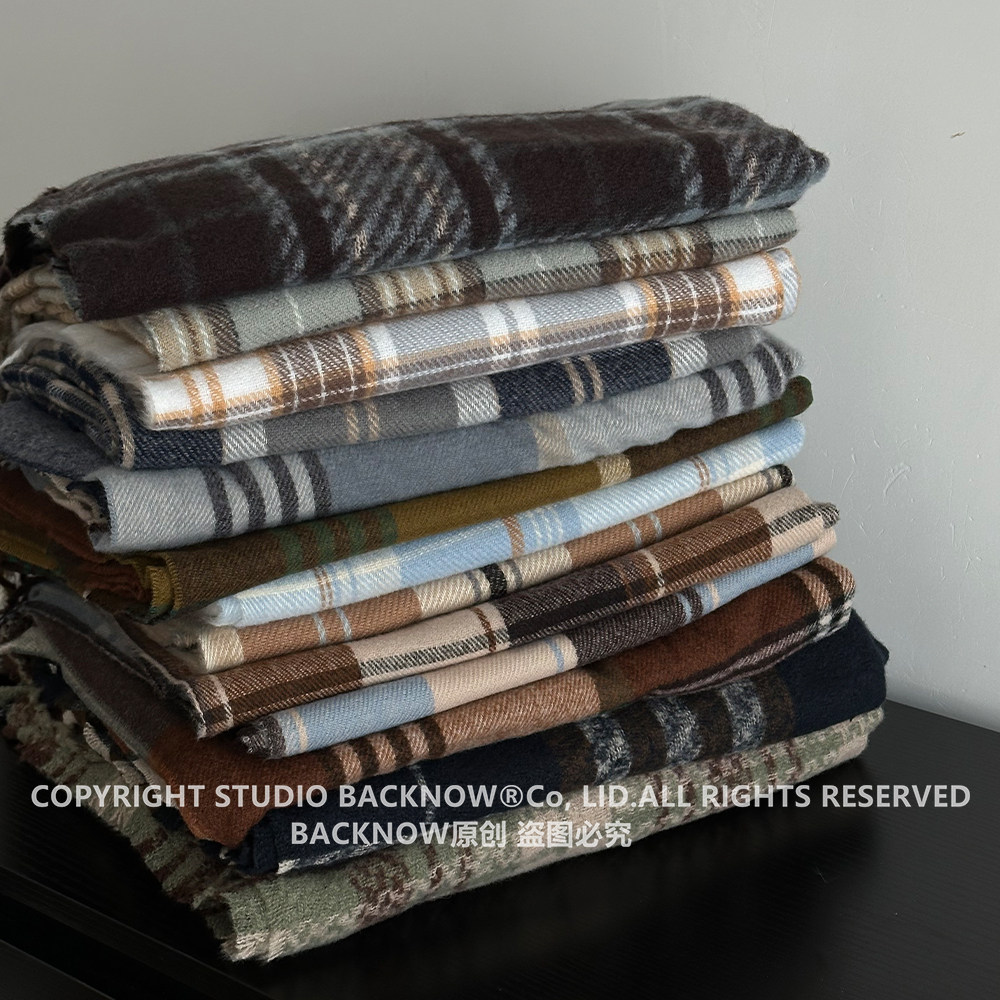 超爱格子！BACKNOW复古格纹围巾