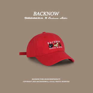 韩版 ins帽子 大头围棒球帽男女复古鸭舌帽时尚 BACKNOW自制秋冬新款