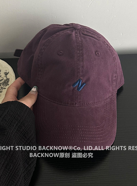 水洗高级感紫色棒球帽BACKNOW美式复古棒球帽女鸭舌帽男帽子显白