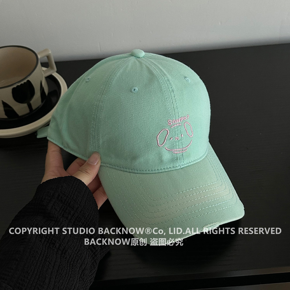 BACKNOW韩版卡通刺绣棒球帽做旧男女弯檐鸭舌帽新款破洞遮阳帽,服饰配件/皮带/帽子/围巾,帽子,淘宝优惠券,粉丝福利购,淘宝优惠卷