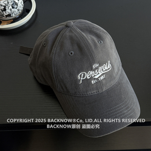 2025年春新款美式复古字母棒球帽子女加深帽弯檐鸭舌帽软顶男长脸