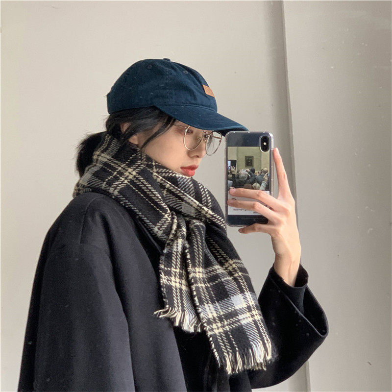 BACKNOW格纹双面戴流苏男女围巾