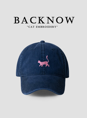 BACKNOW自制小猫棒球帽弯檐帽子