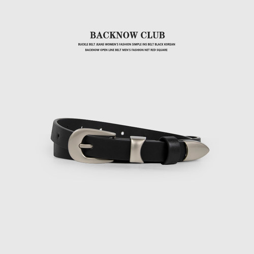 BACKNOW男女简约百搭合金扣腰带
